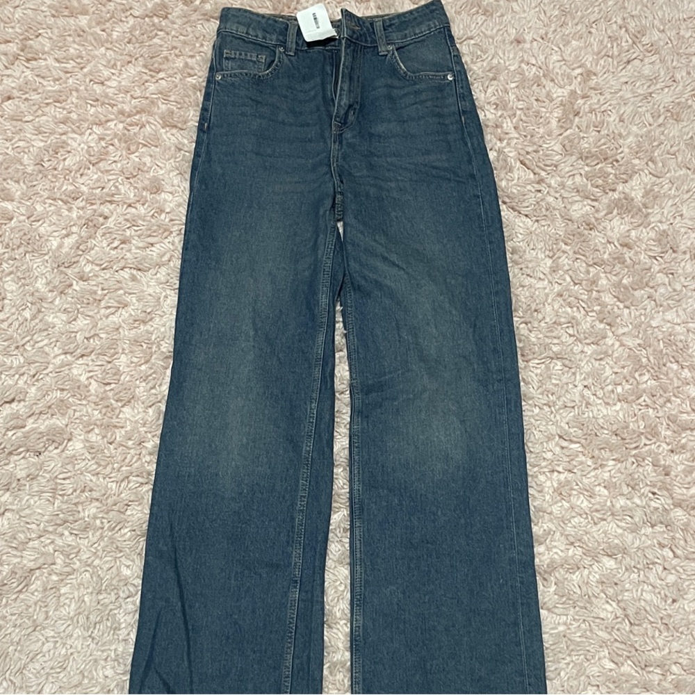 Wide-Leg Blue Jeans